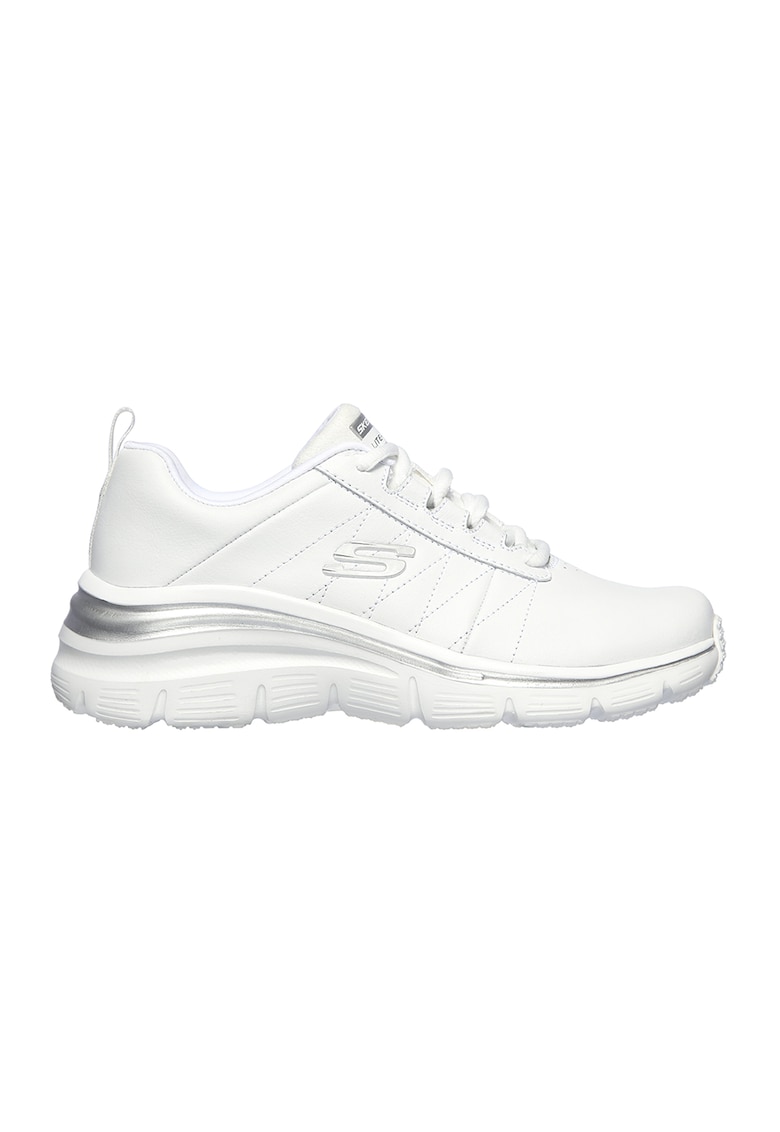 Спортни обувки Fit-Effortless от еко кожа с кожа - Бял Skechers