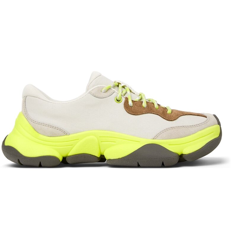 Спортни обувки Karst 2 от кожа и набук - Бял/Неоново жълто Camper