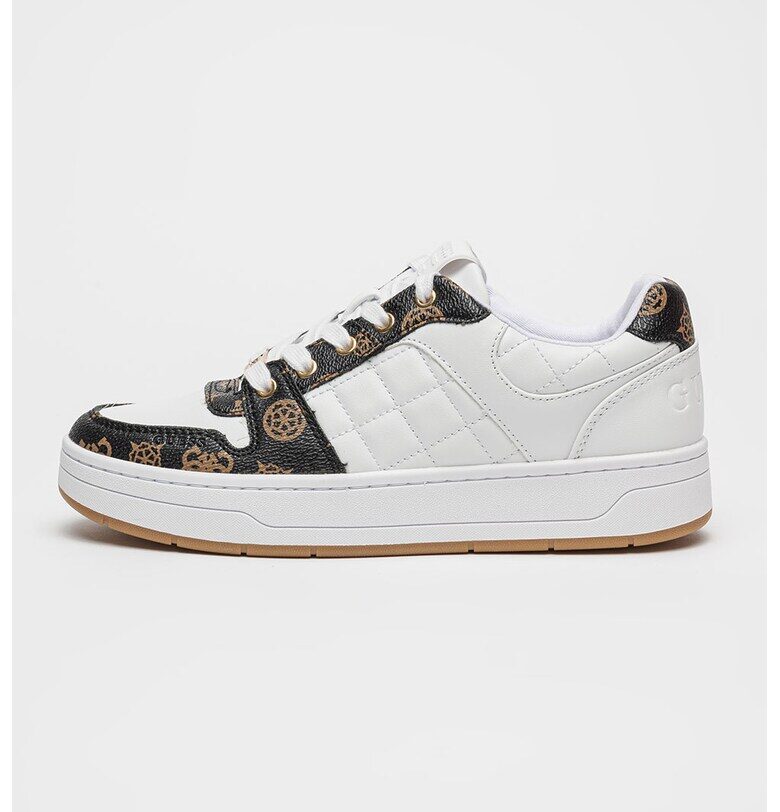 Спортни обувки Naresa с капитонирани детайли - Бял/Кафяв GUESS