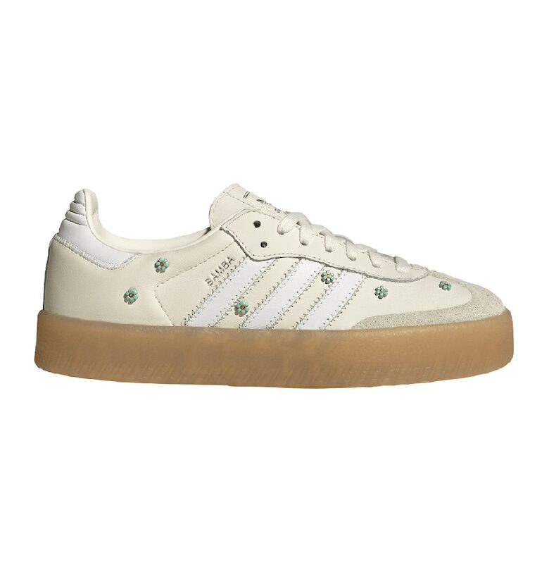 Спортни обувки Sambae от кожа и велур и флорални апликации - Зелен/Слонова кост adidas Originals