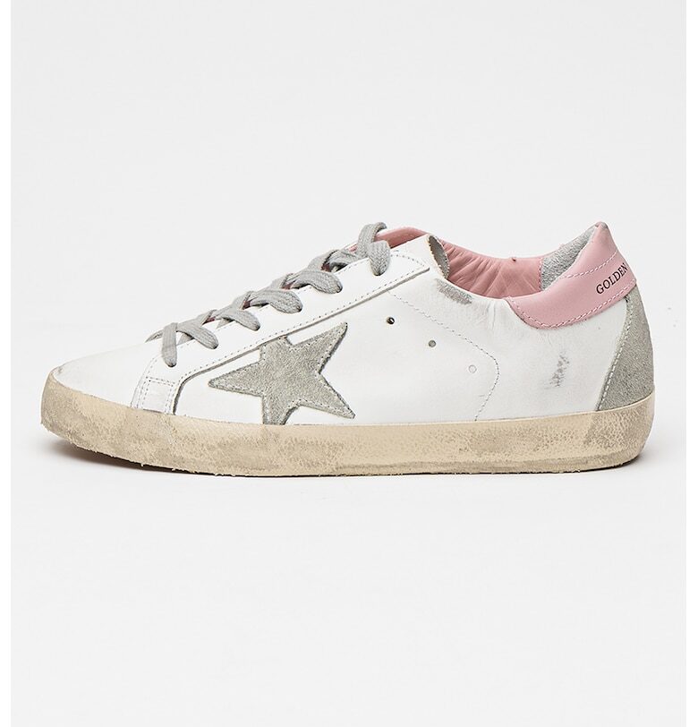 Спортни обувки Super-Star със захабен ефект - Мръснобял/Розово GOLDEN GOOSE