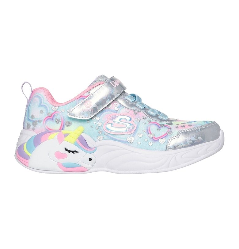 Спортни обувки Unicorn Dreams с бутон On/Off - Светлорозов/Сребрист Skechers