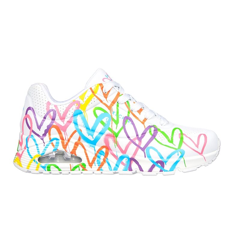 Спортни обувки Uno-Highlight Love от еко кожа с контрасти - Бял/Виолетов Skechers