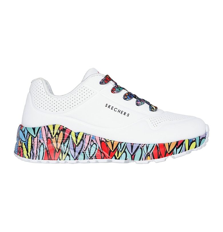 Спортни обувки Uno Lite с принт - Черен/Оранжев/Бял Skechers