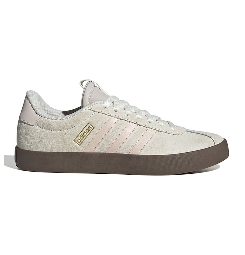 Спортни обувки VL Court 3.0 от кожа и велур - Мръснобял/Бледо розово adidas Sportswear