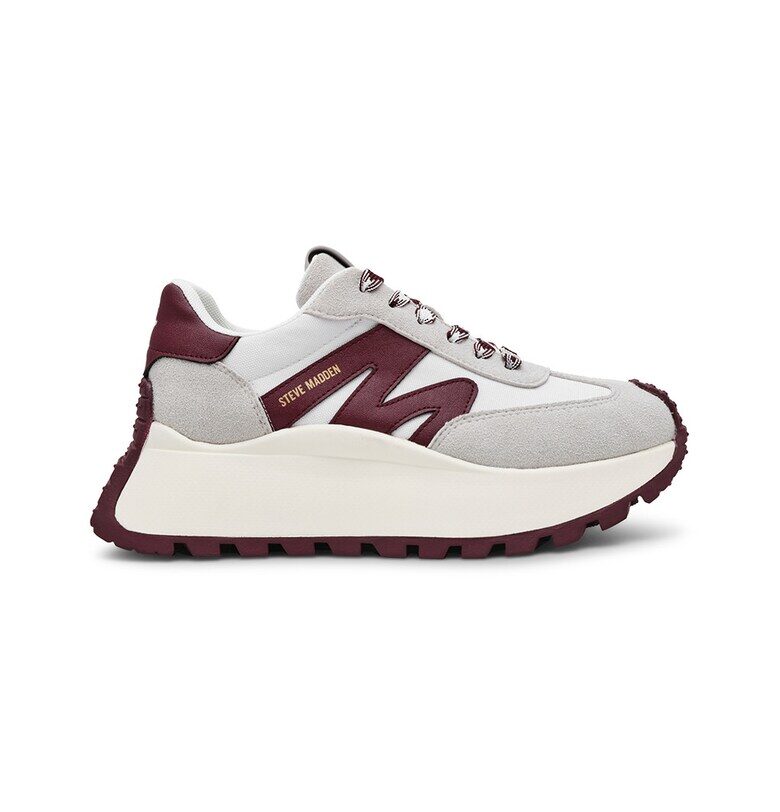 Спортни обувки от велур и текстил - Бял/Светло сив/Тъмновиолетов Steve Madden