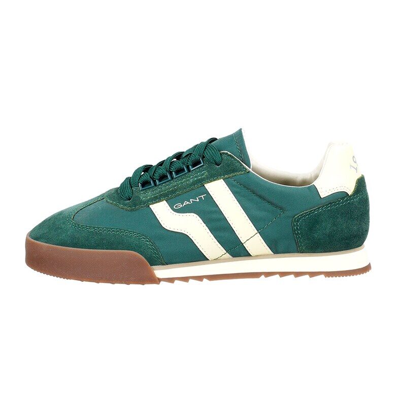 Спортни обувки от велур и текстил с лого - Мръснобял/Персийско зелено Gant