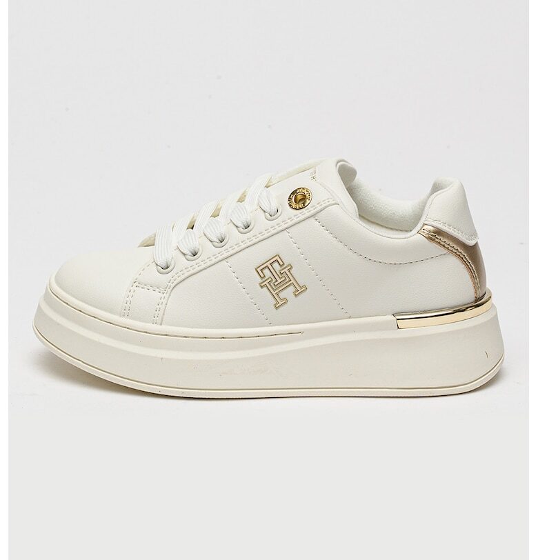 Спортни обувки от еко кожа - Златист/Мръснобял Tommy Hilfiger