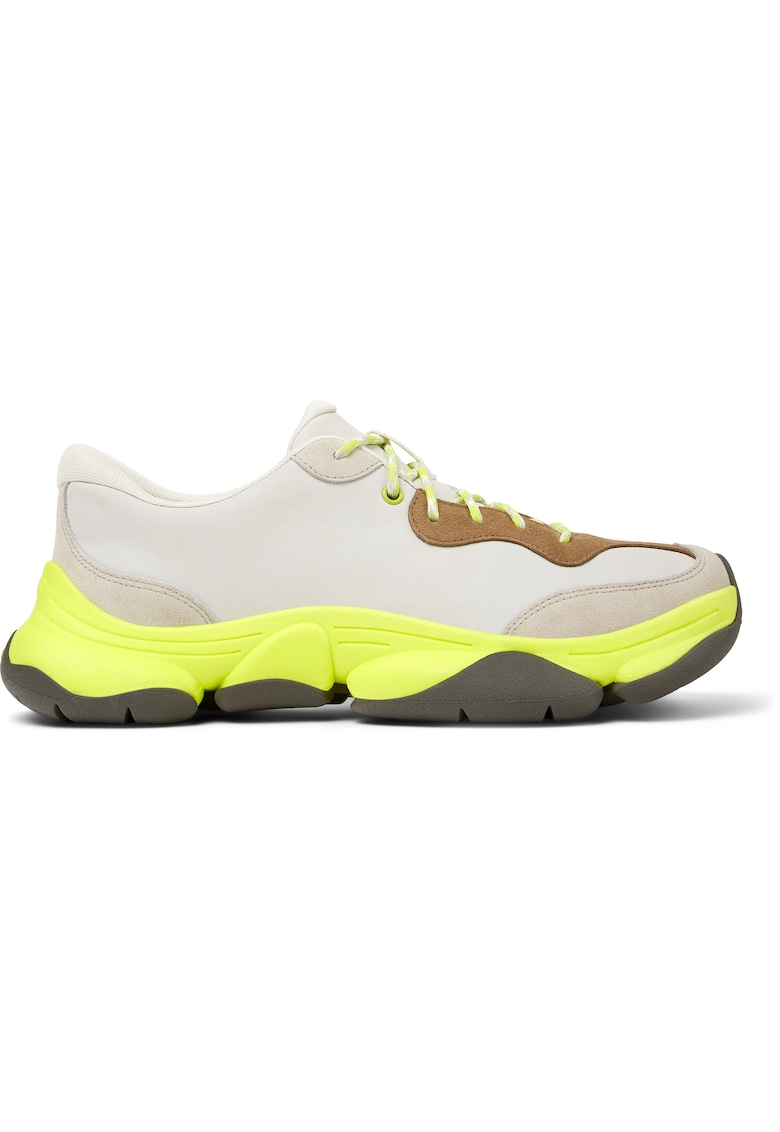 Спортни обувки от еко кожа - Мръснобял/Лайм зелено Camper