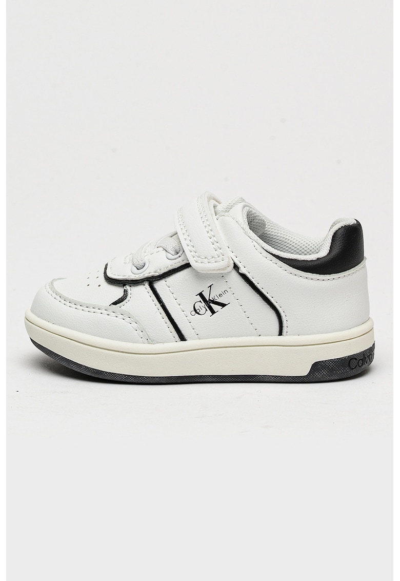 Спортни обувки от еко кожа с велкро - Бял/Черен CALVIN KLEIN