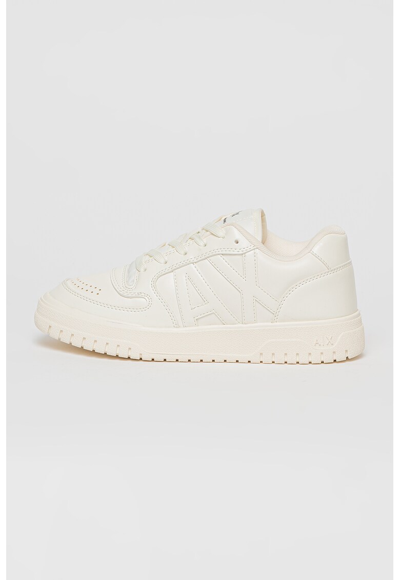 Спортни обувки от еко кожа с лого - Крем ARMANI EXCHANGE