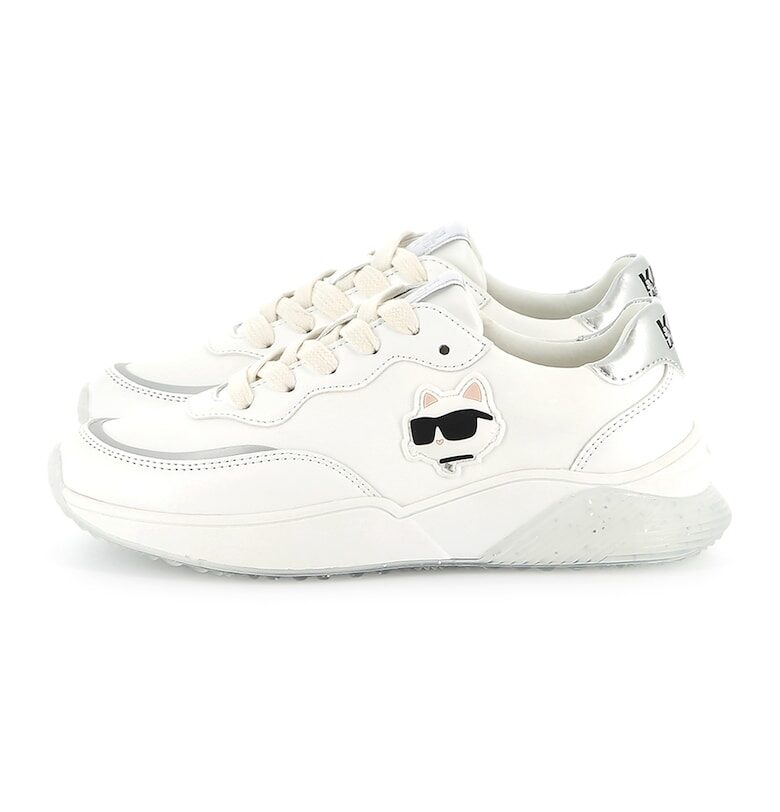 Спортни обувки от еко кожа с лого - Слонова кост/Сребрист KARL LAGERFELD KIDS