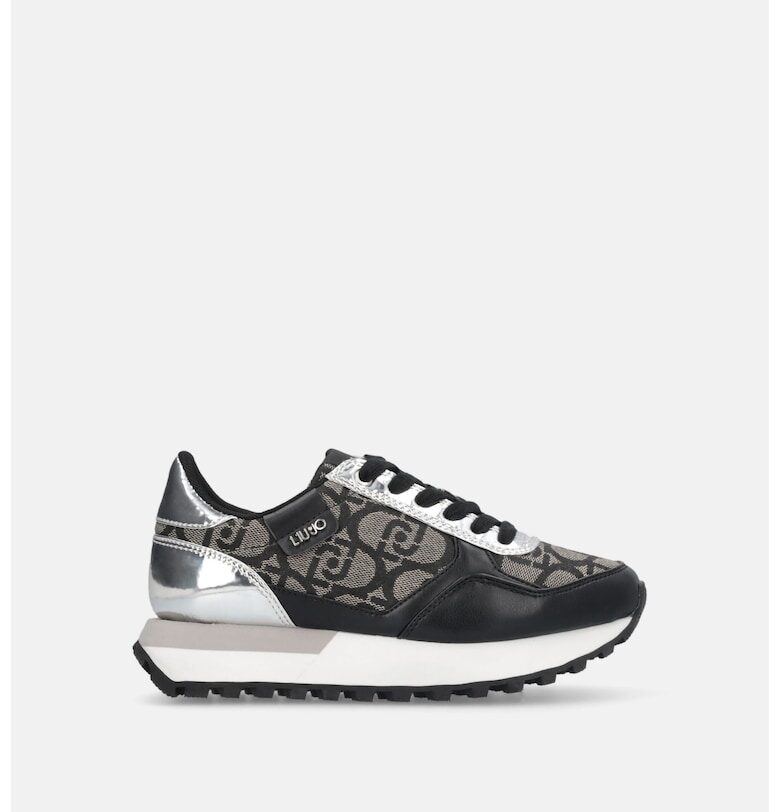 Спортни обувки от еко кожа с монограм - Черен/Сребрист Liu Jo