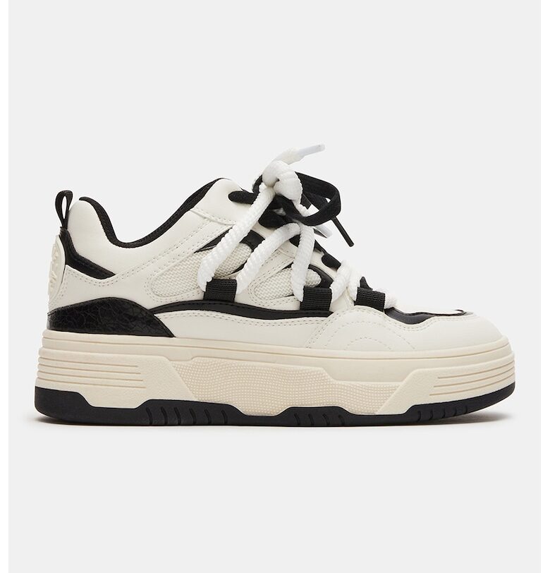 Спортни обувки от еко кожа с текстил - Черен/Мръснобял Steve Madden