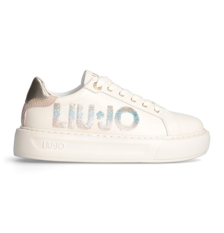 Спортни обувки от кожа Kylie с пайети - Златист/Слонова кост Liu Jo