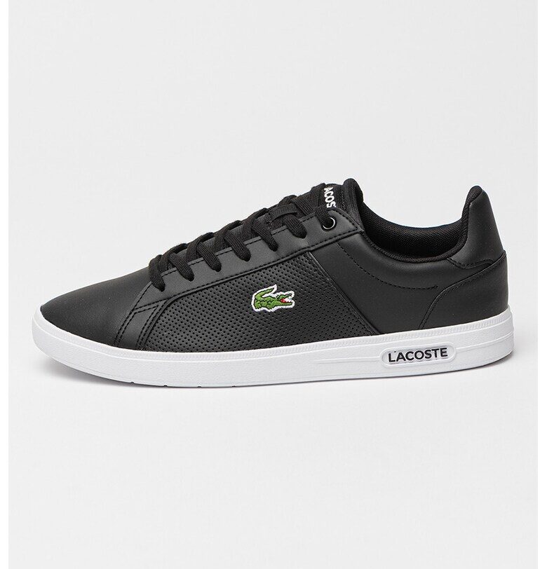 Спортни обувки от кожа и еко кожа Lite Base с перфорации - Черен Lacoste