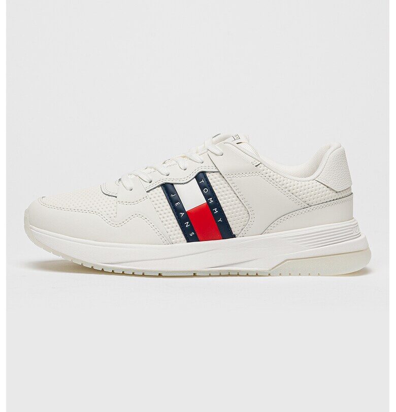 Спортни обувки от кожа и еко кожа с лого - Червен/Бял/Тъмносин Tommy Jeans
