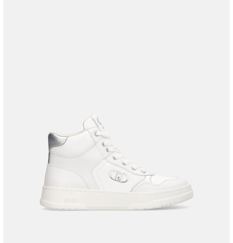 Спортни обувки от кожа и еко кожа с метализирани елементи - Бял Liu Jo