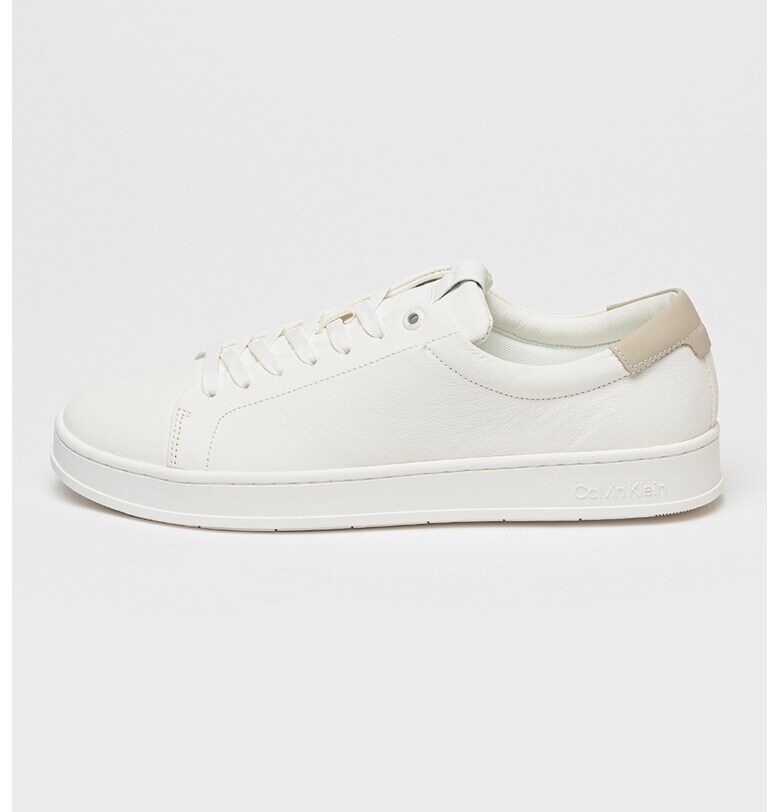 Спортни обувки от кожа с връзки - Бял CALVIN KLEIN