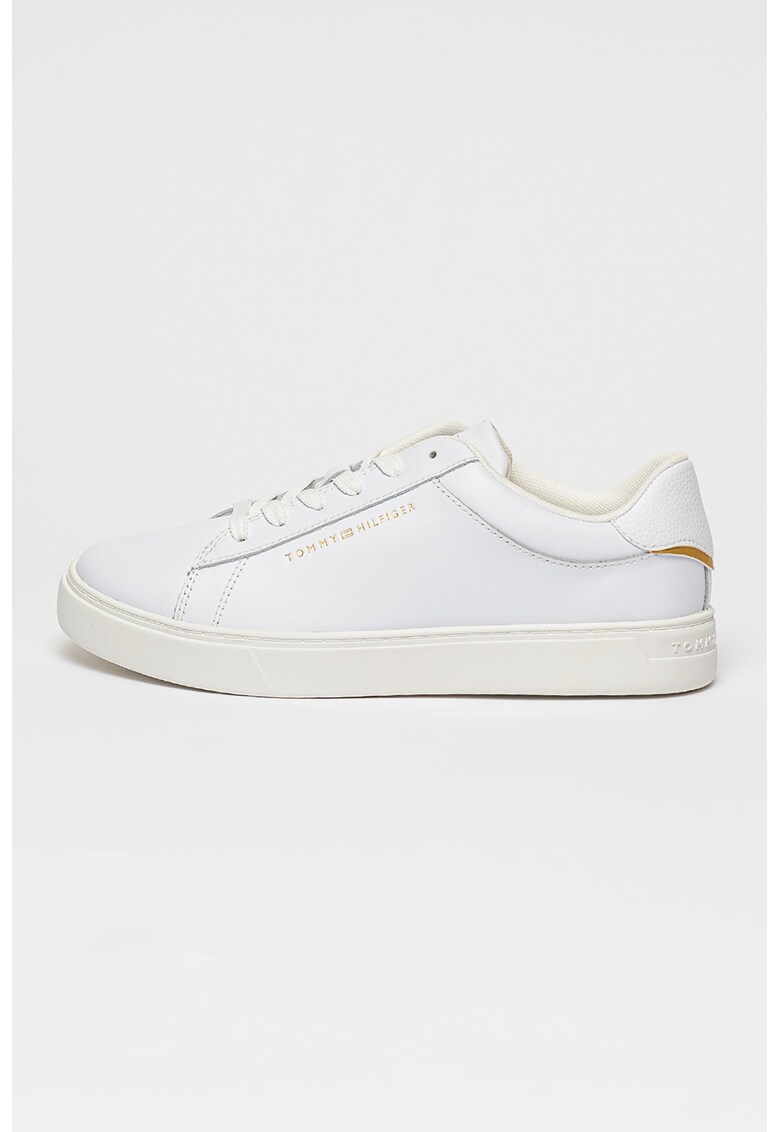 Спортни обувки от кожа с контрасти - Бял Tommy Hilfiger
