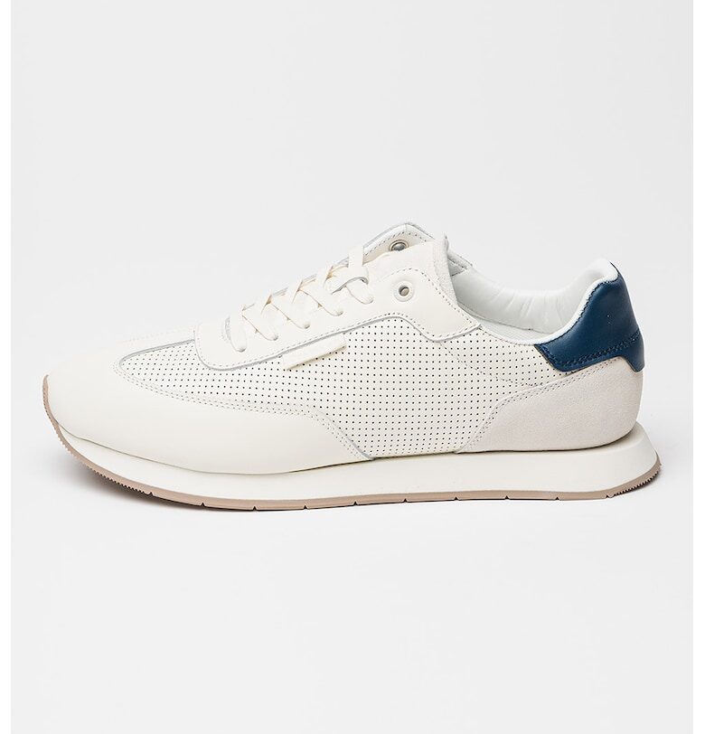 Спортни обувки от кожа с перфорации - Светло сив/Мръснобял/Тъмносин CALVIN KLEIN