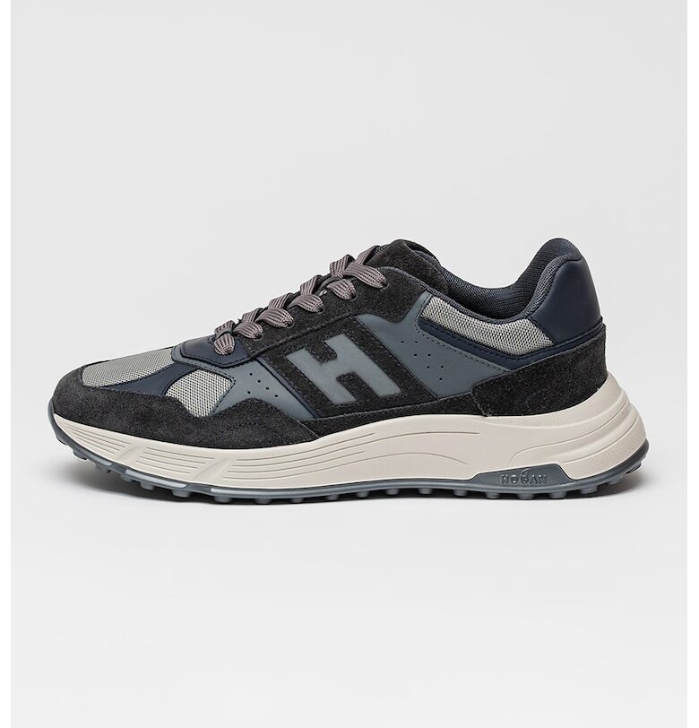 Спортни обувки под глезена с кожа - Сив/Тъмносин Hogan