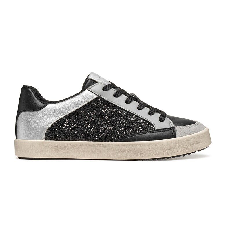 Спортни обувки с брокат - Черен/Сребрист Geox