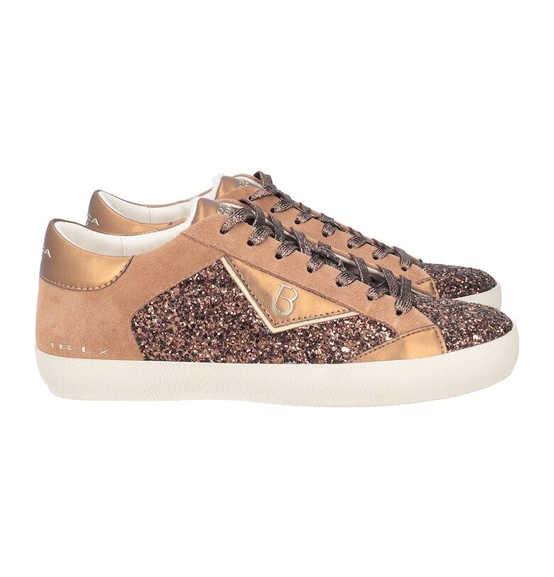 Спортни обувки с брокатени панели - Тъмнокафяв/Карамел Tosca Blu