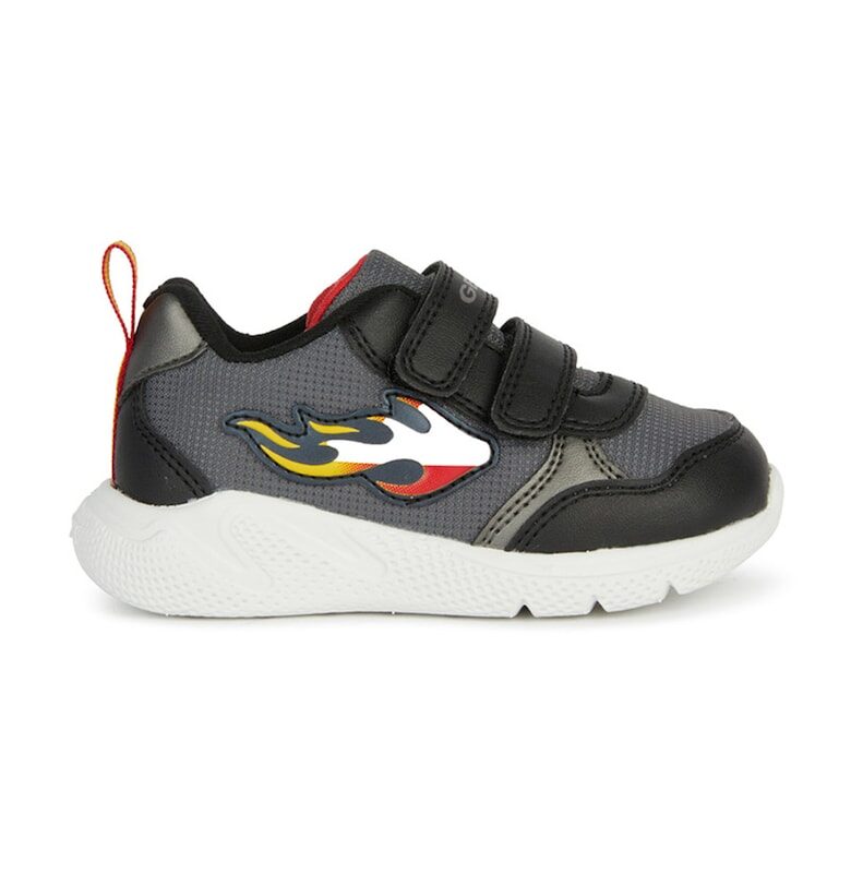 Спортни обувки с велкро - Черен/Оранжев/Tъмносив Geox