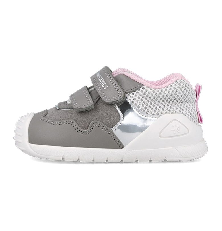 Спортни обувки с велкро и дизайн с цветен блок - Сребрист/Tъмносив Biomecanics