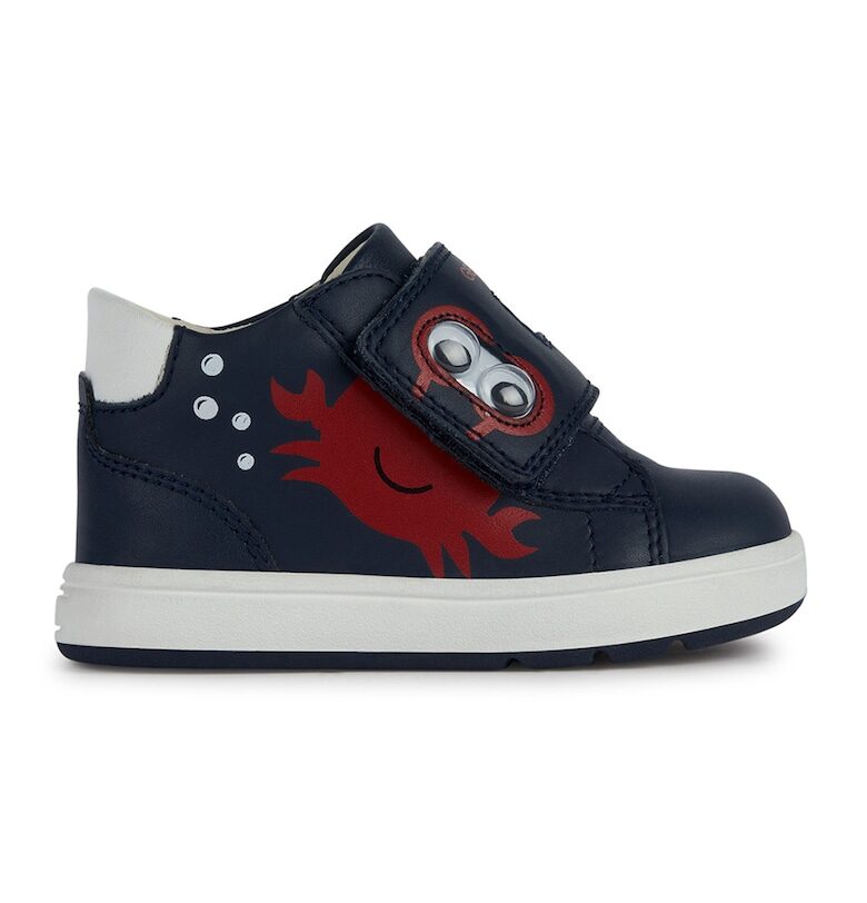 Спортни обувки с велкро и кожа - Червен/Тъмносин Geox