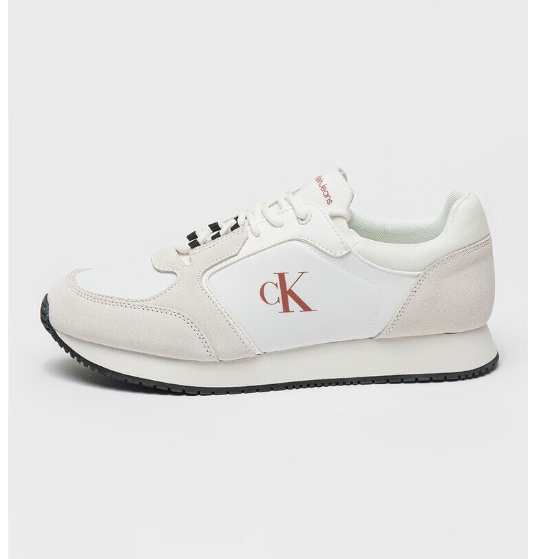 Спортни обувки с велур - Бял/Светло сив CALVIN KLEIN JEANS