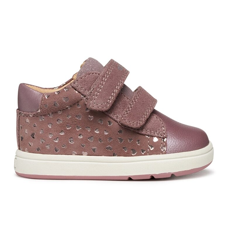 Спортни обувки с велур и велкро - Тъмнорозов Geox