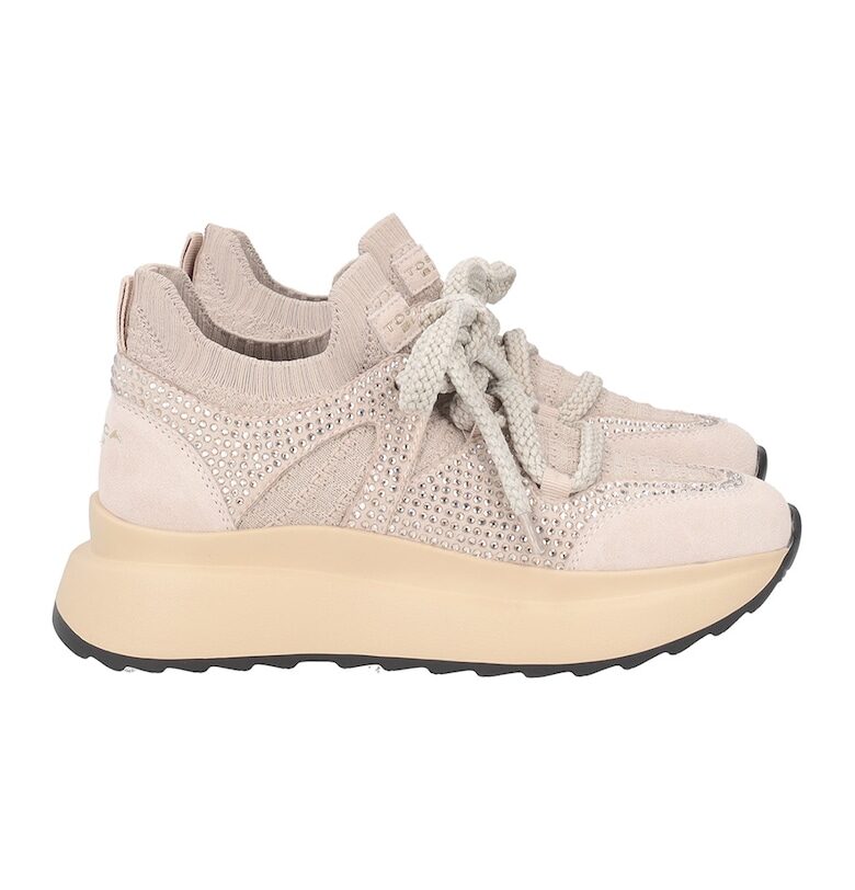Спортни обувки с декоративни камъни - Светло бежово Tosca Blu