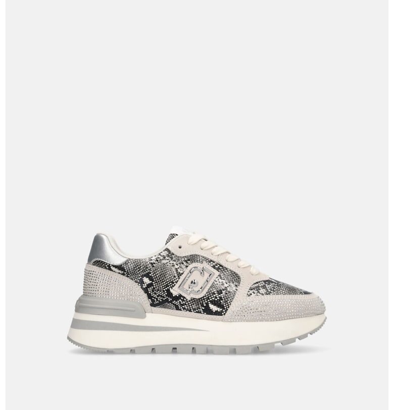 Спортни обувки с декоративни камъни и шагрен - Черен/Светло сив Liu Jo