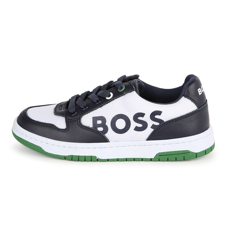 Спортни обувки с кожа - Бял/Ултрамарин синьо BOSS Kidswear