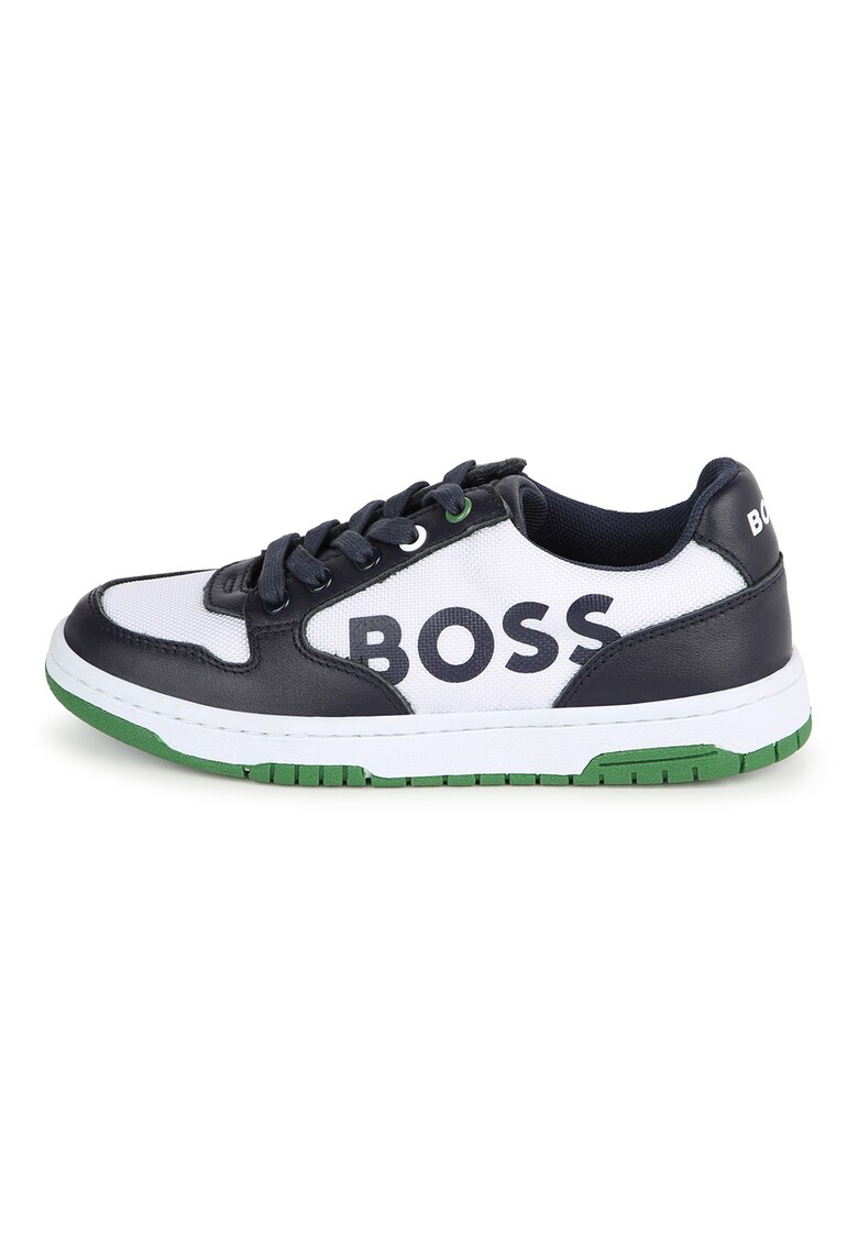 Спортни обувки с кожа - Бял/Ултрамарин синьо BOSS Kidswear