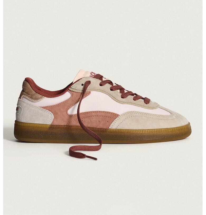 Спортни обувки с кожа под глезена - Бледочервен/Мръснобял/Прашно розово Hoff