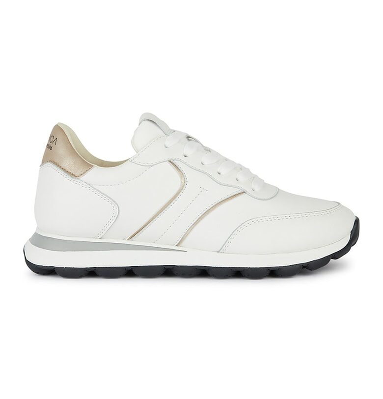 Спортни обувки с кожени панели - Бял/Златист Geox