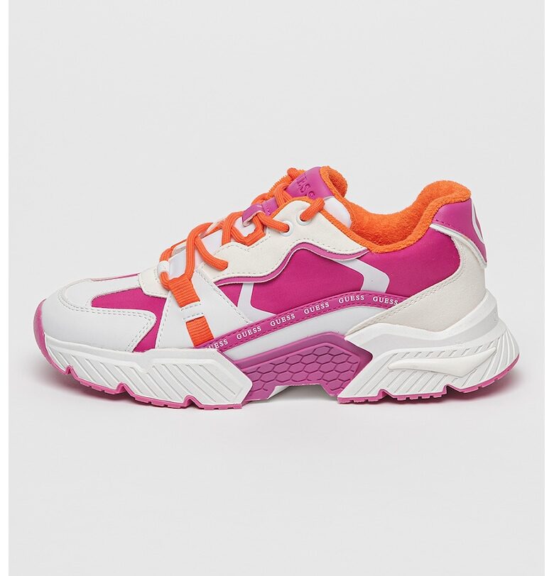 Спортни обувки с контраст - Фанданго розово/Мандарина/Мръснобял GUESS