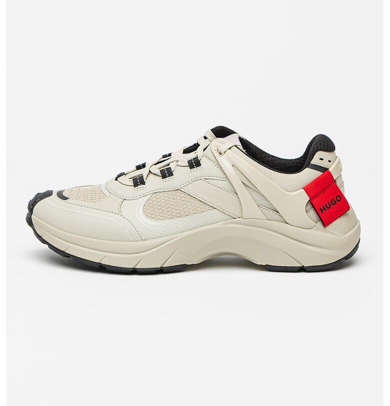 Спортни обувки с текстил и връзки - Пепеляво сиво HUGO