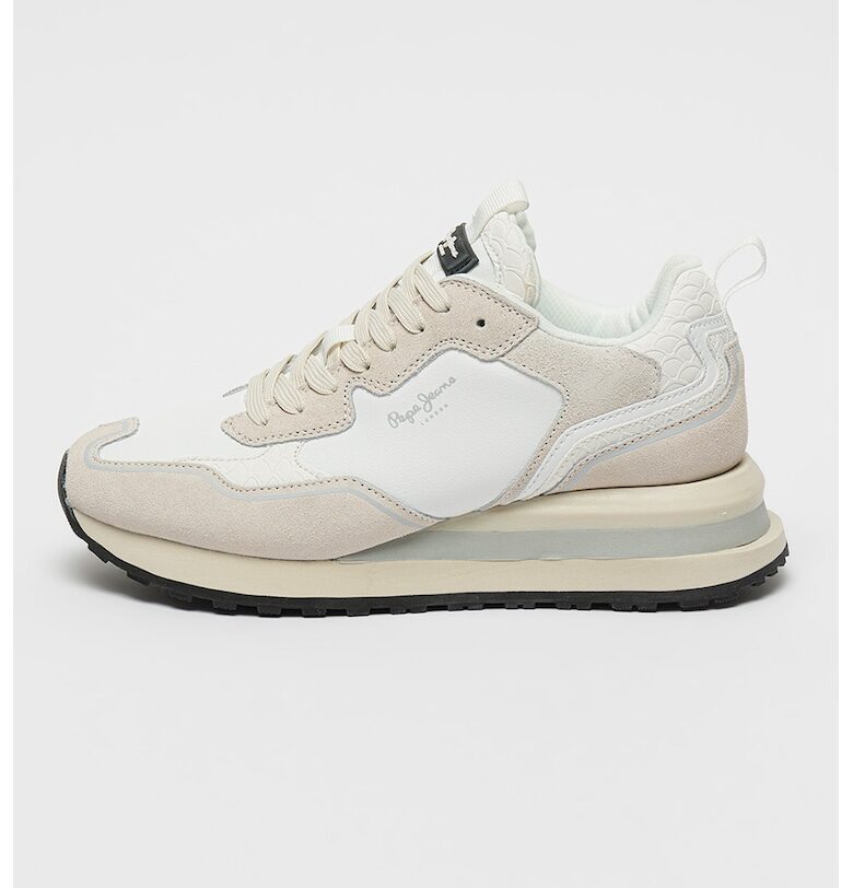 Спортни обувки със скосена подметка и кожа - Светло сив/Бял Pepe Jeans London