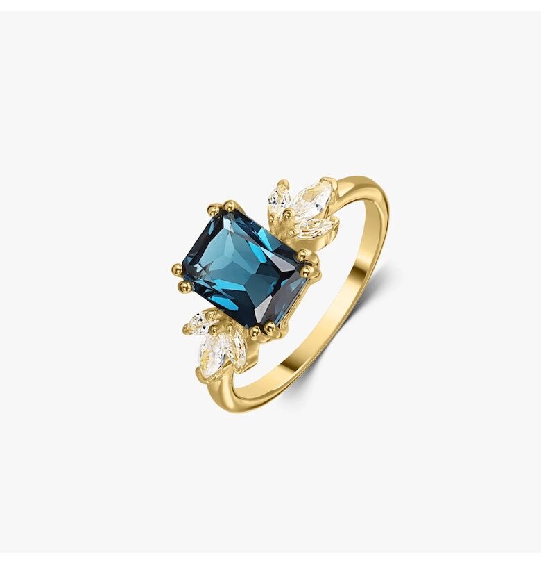 Златен пръстен Golden Faerie - Topaz Blue London INDIRA