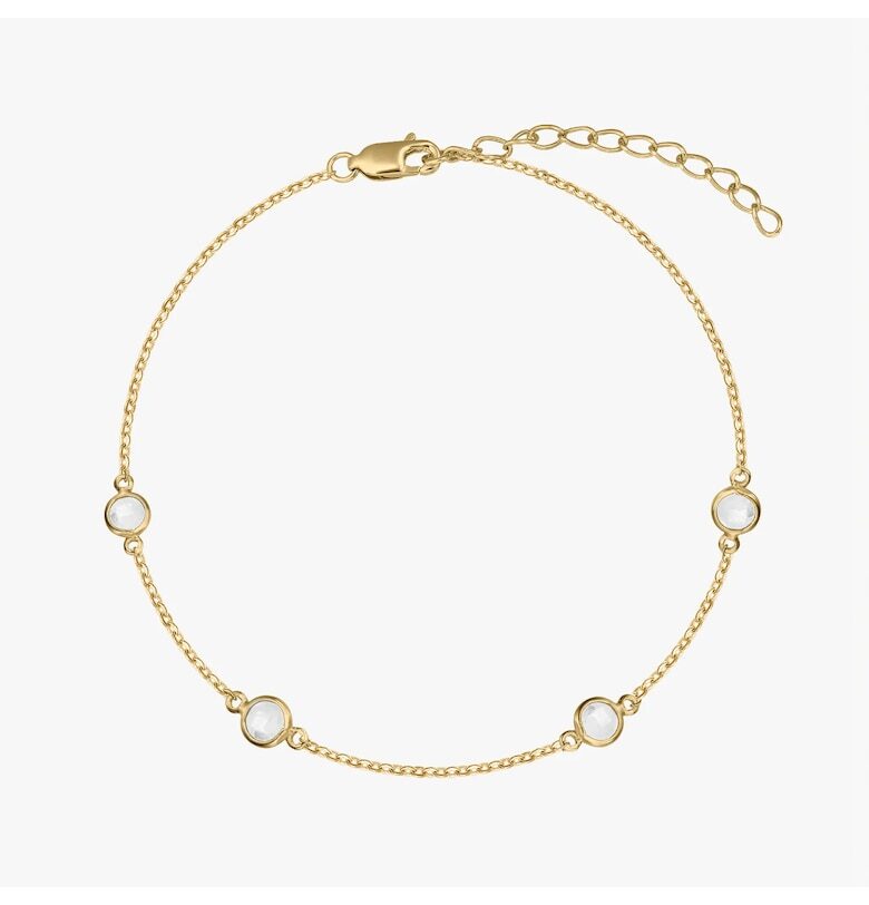 Сребърна гривна Birthstone Golden April - бял топаз INDIRA