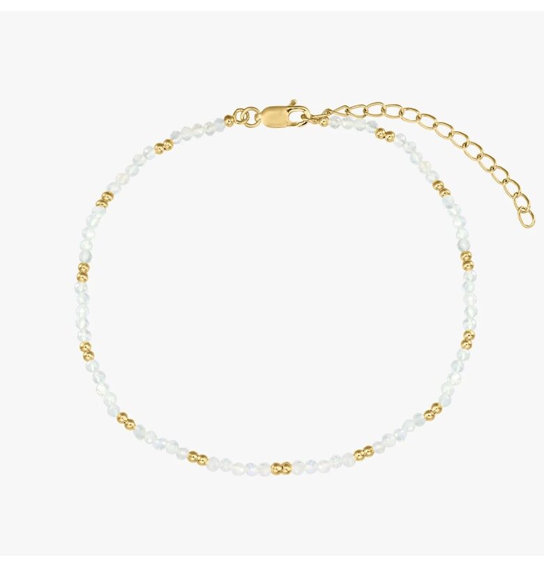 Сребърна гривна за глезен SummerScape Golden – Лунен камък INDIRA