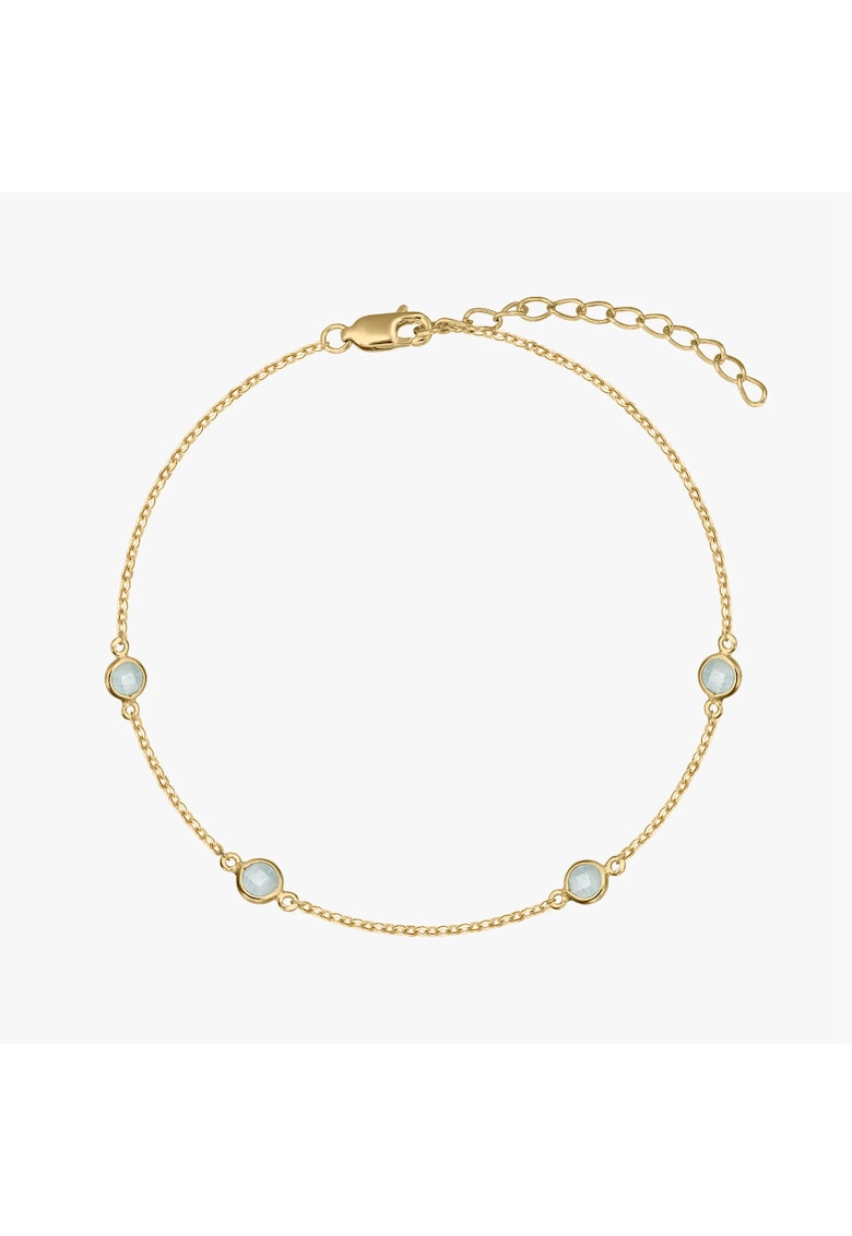 Сребърна гривна Рожден камък Златен март - Аквамарин INDIRA