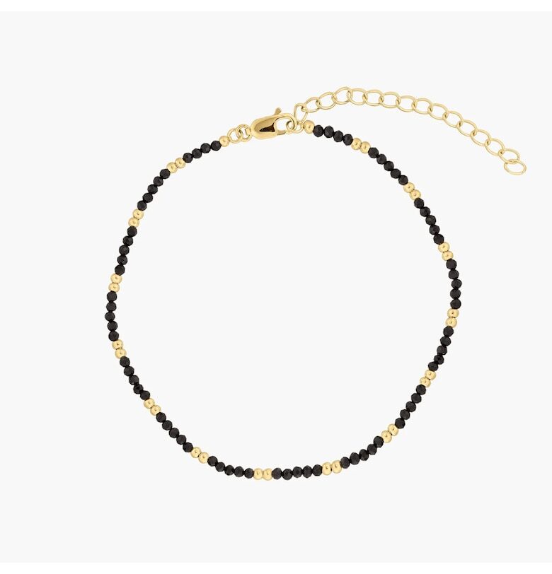 Сребърна гривна за глезен Golden Summerscape - Черен Шпинел INDIRA