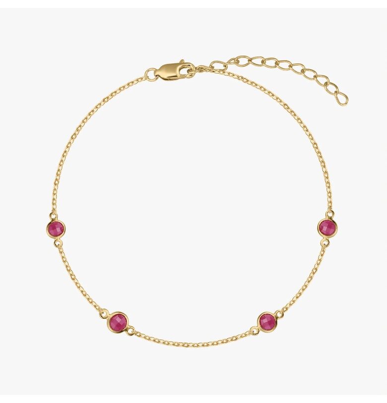 Сребърна гривна с рожден камък Златен юли - Рубин INDIRA