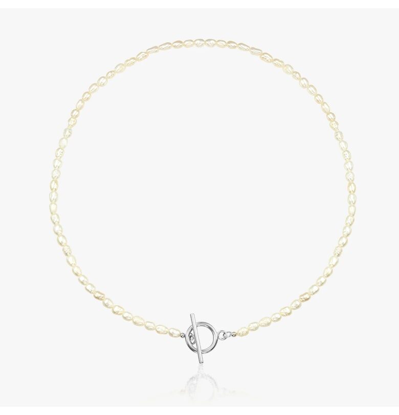 Сребърна огърлица Locked - Естествени перли INDIRA