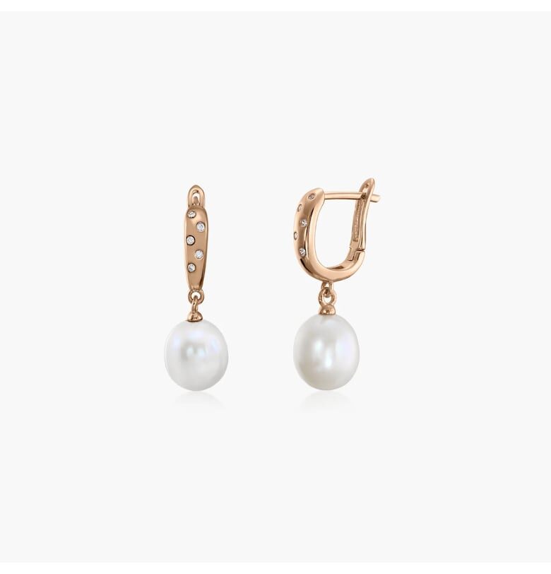 Сребърни обеци Classic Pearls Rose - Естествени перли INDIRA